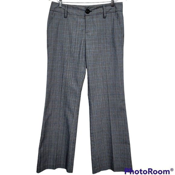 Vintage 90s Y2K Rampage Jrs 7 Grey Plaid Dress Casual Straight‎ Wide Leg Pants - Picture 1 of 4
